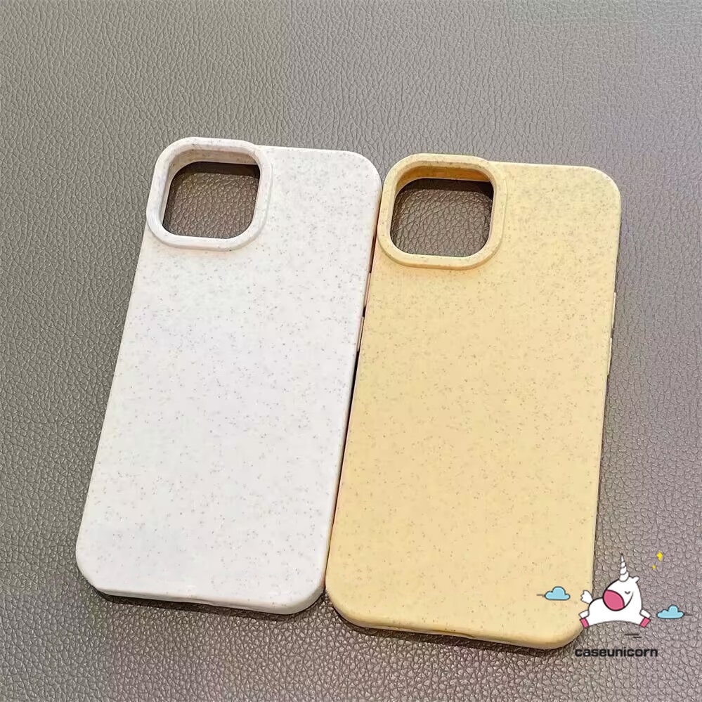 Luxury Simple Solid Color Phone Case Compatible for IPhone 7Plus XR 11 13 14 12 Pro Max 8Plus X XS MAX 7 8 Plus Solid Color Degradable Frame Skin Feel Anti-Fall Hard Cover