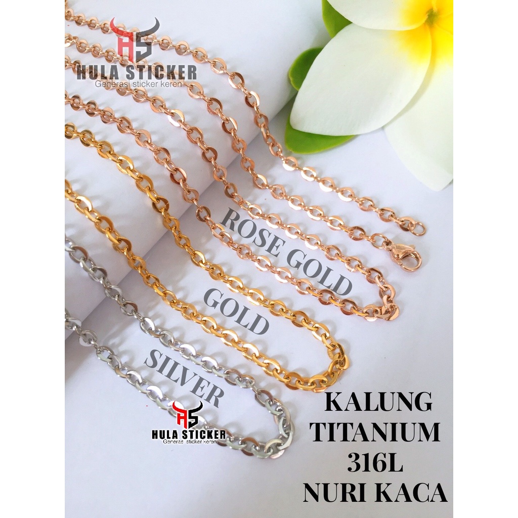 Kalung Rantai MCI Titanium Stainless 316L Premium Chain NURI KACA Anti Karat Pria Wanita Kalung Rant