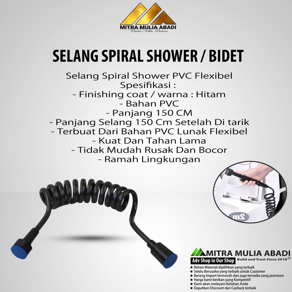 Selang Spiral Shower Bahan PVC Fleksibel - Selang Spiral Shower / Bidet