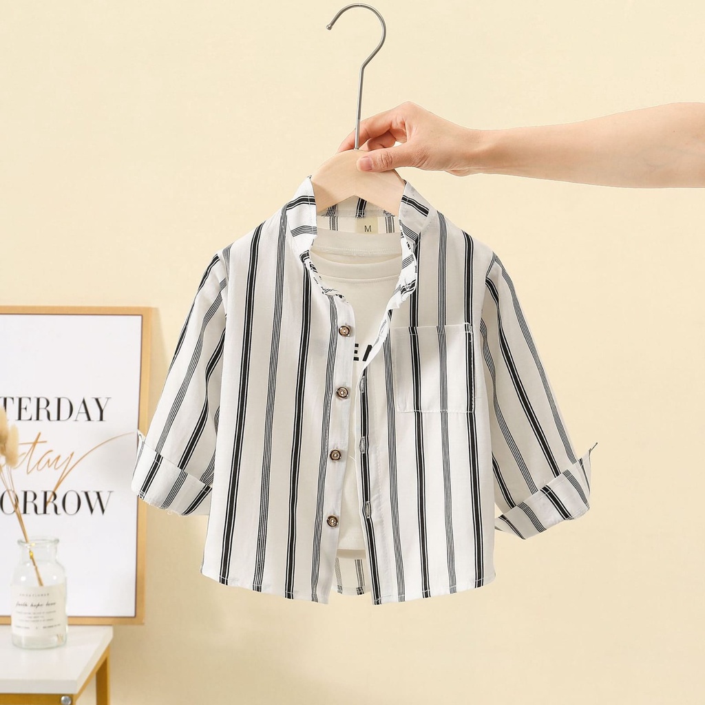 Balitakukids Pakaian Anak Cowok ATASAN KEMEJA HEYBRO EBV Kemeja Anak Laki Laki Lengan panjang