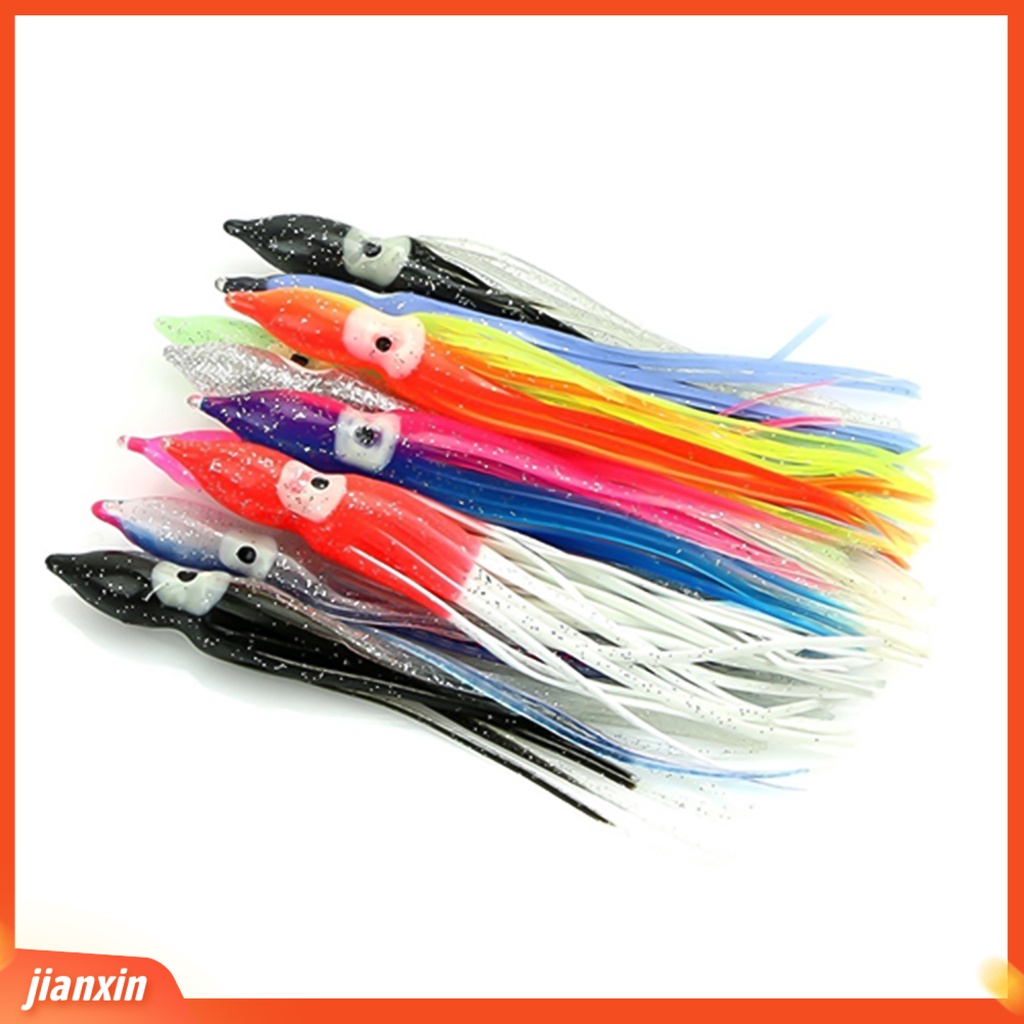 (In Stock) 10Pcs Gurita Memikat Multi-Warna Buatan Perlengkapan Memancing Umpan Renang Bercahaya Untuk Outdoor