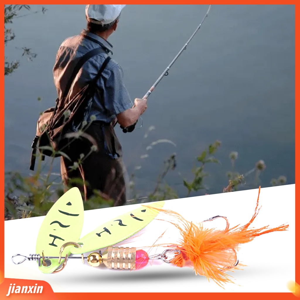 (In Stock) 4.5G Sequin Umpan Kait Tajam Dengan Simulasi Bulu Angling Daun Berputar Sequin Lures Untuk Memancing Di Luar Ruangan