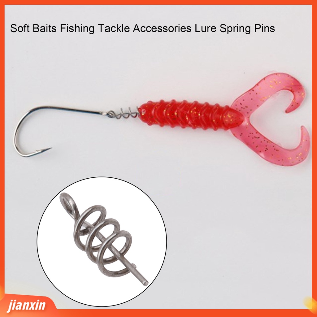 (In Stock) 50 Pcs Umpan Lock Pin Stainless Steel Umpan Lembut Memancing Tackle Aksesoris Lure Spring Pins Memancing Luar Ruangan