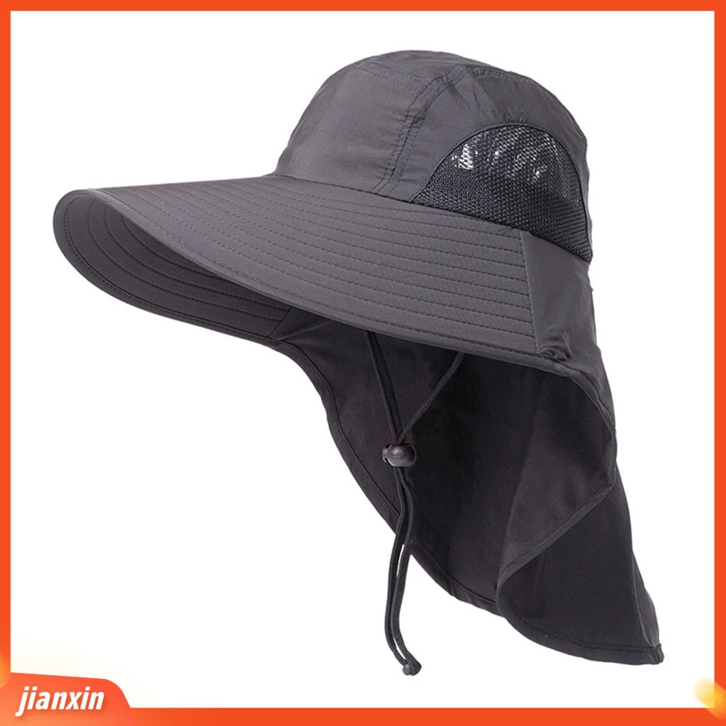 (In Stock) Unisex Outdoor Topi Matahari Dengan Flap Leher Pelindung UV Topi Memancing Lipat Tahan Air Topi Hiking Pinggiran Lebar Wanita Pria Topi Berkebun Aksesoris Luar Ruangan