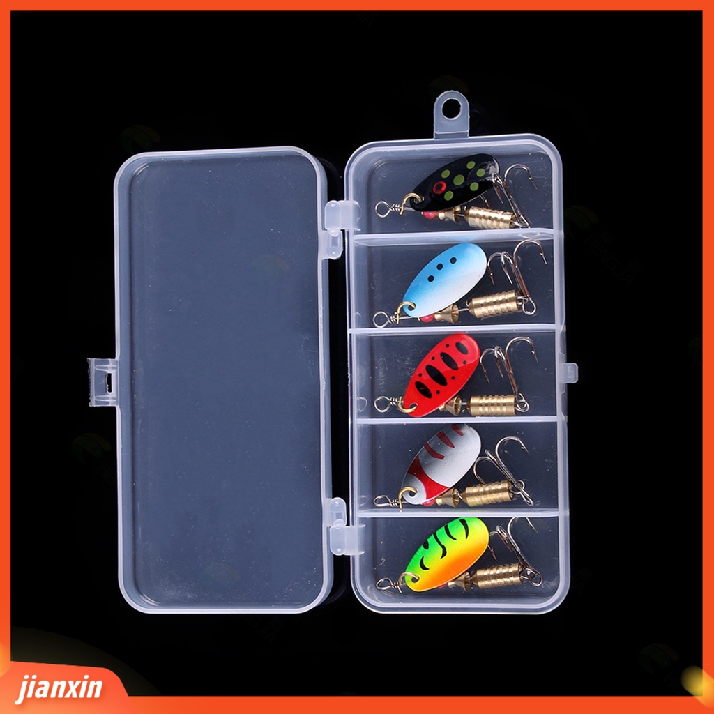 (In Stock) 5Pcs/Set 4.5cm 5.2g Sendok Lure Berputar Permukaan Terang Metal Sequin Lure Colorful Hard Spinner Umpan Untuk Memancing Laut