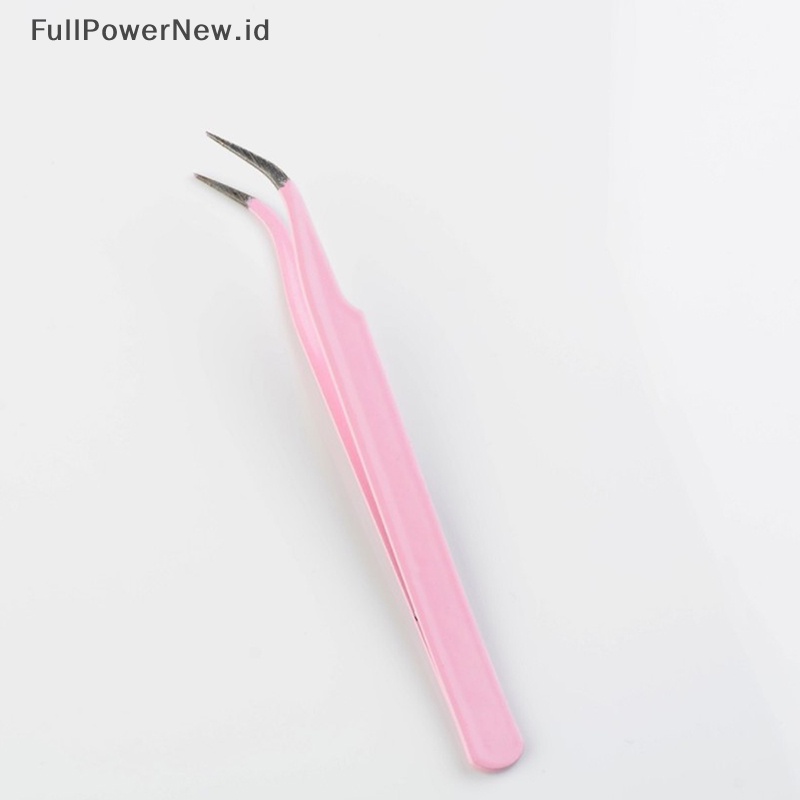 Power 2PCS Pinset Ekstensi Bulu Mata Stainless Steel Curved Straight Lashes Tweezer ID