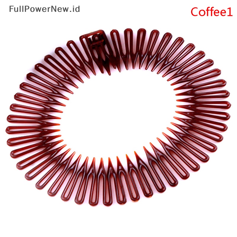 Power Wanita Plastik Lingkaran Penuh Stretch Diamond Flexible Sisir Gigi Headband Hair Band ID