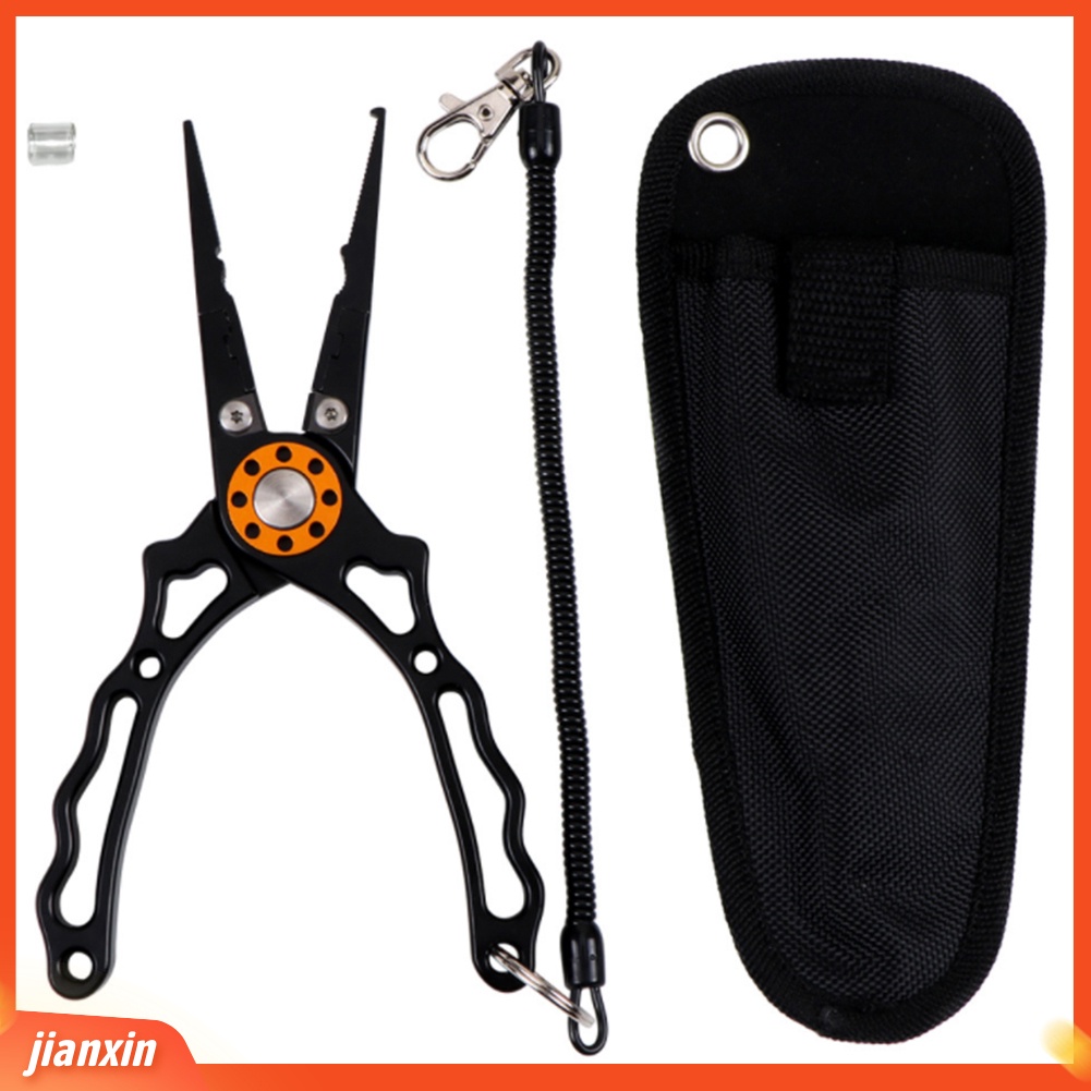 (In Stock) Aluminium Alloy Fishing Lure Plier Split Ring Cutter Scissor Dengan Sarung Lanyard