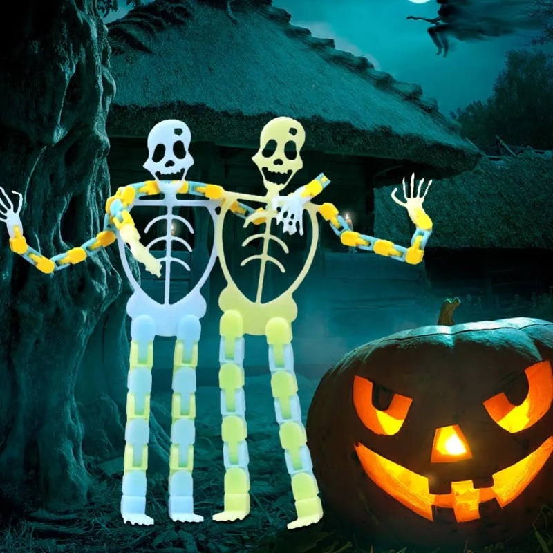 Diy Kreatif Dapat Dibentuk PP Luminous Skeleton Man Toy/ Halloween Mengerikan Tengkorak Properti Hias/ Anak-Anak Menyenangkan Meriah Mainan Masa Kini