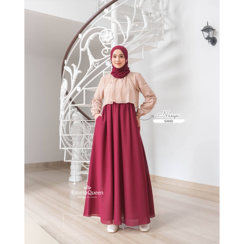 Gamis Muslim Dress Simple - Dress Nasya EmmaQueen