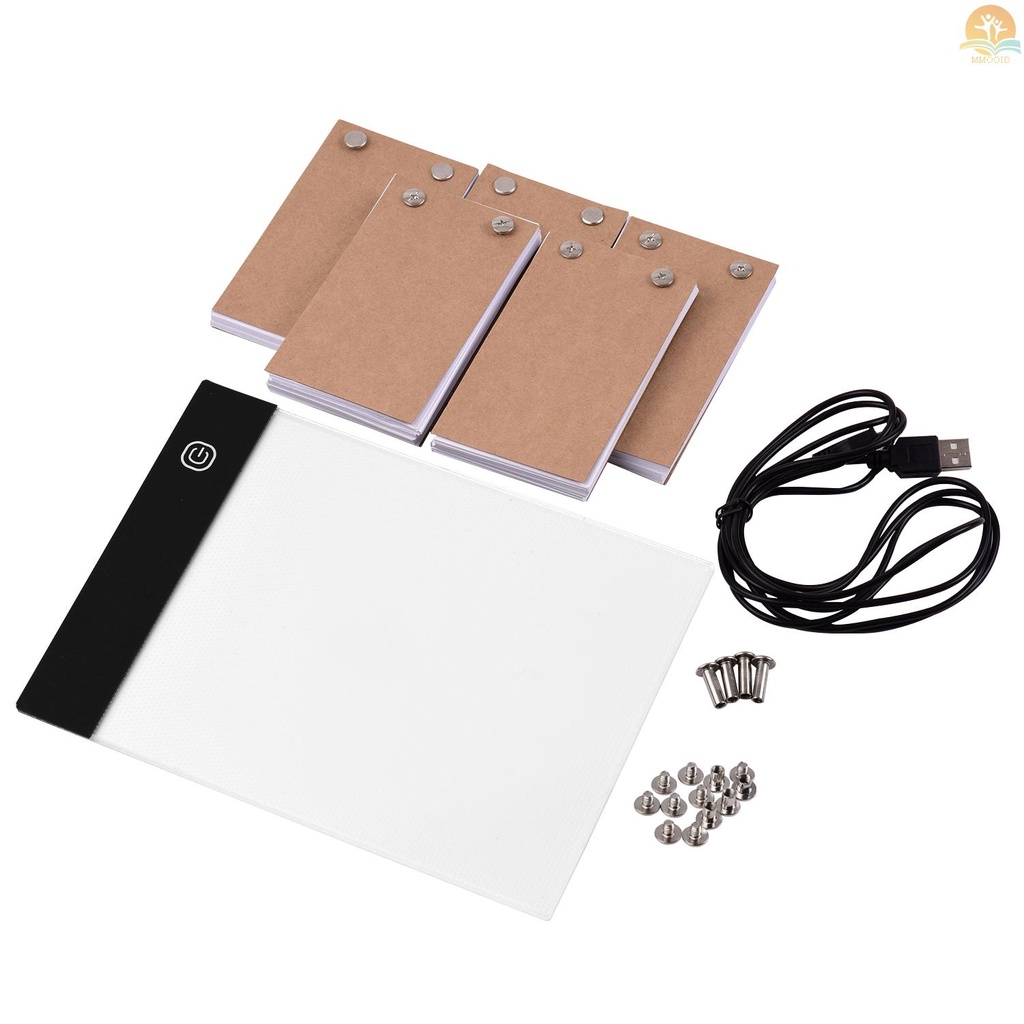 In Stock Portable Flip Book Kit with Light Pad  LED Light Box 3 Level Brightness Control 300 Sheets Flipbook Paper with Binding Screws for Tracing and Drawing