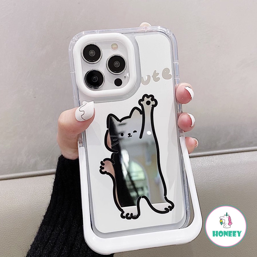 Cute Cat Invisible Bracket Phone Case Kompatibel Untuk iPhone 14pro Max13 12/12pro 11 Pro Max Cermin Rias Shockproof Penutup Belakang