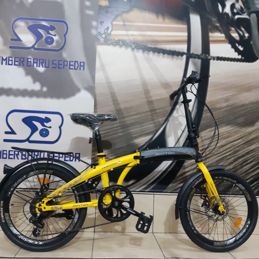 Sepeda lipat 20 inc odessy rem cakram discbrake 7speed velg alloy ada boncengan dan spakbor SNI NEW