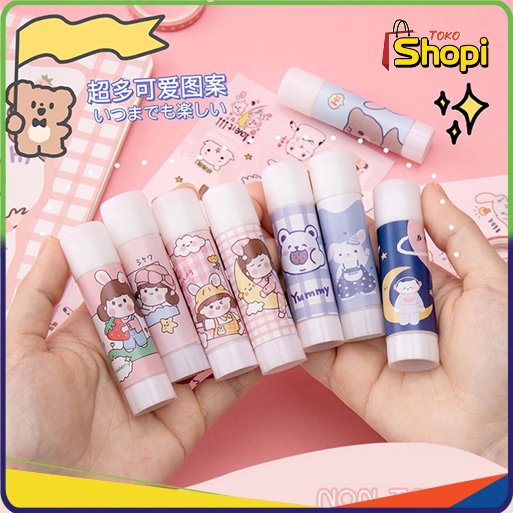 

♚ ♚Lem Perekat Kertas Glue Stick Lem Stik Putar Batang Sekolah Kantor Motif Korea Lucu