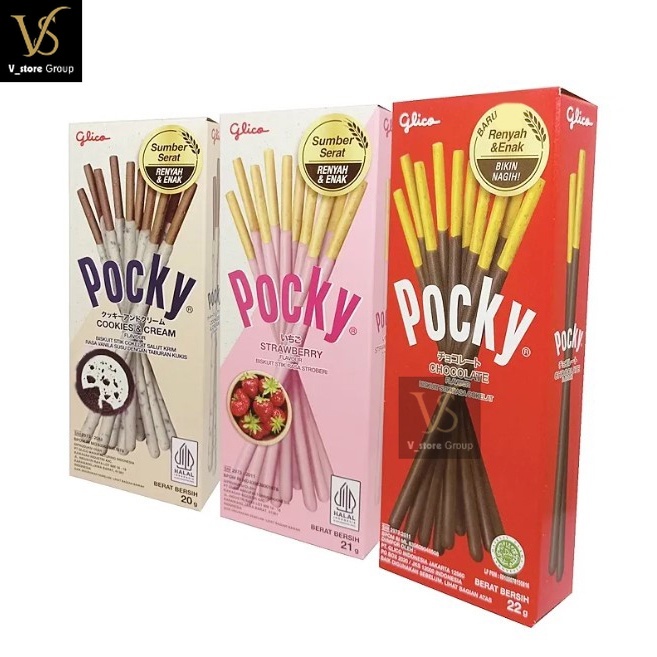 

POCKY MINI BOX Glico Pocky Minipack Rasa Coklat/Strawberry Biskuit Stik @22gr (GKO) (TS)