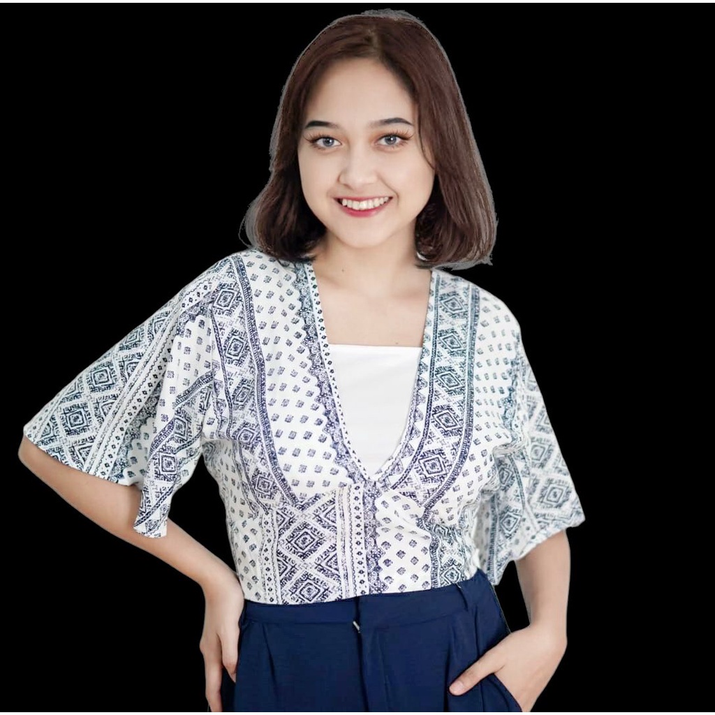 ORTWO - FST 00357 RENZ BLOUSE TERBARU / PEVITA RAYON DIAMOND CROP BLOUSE