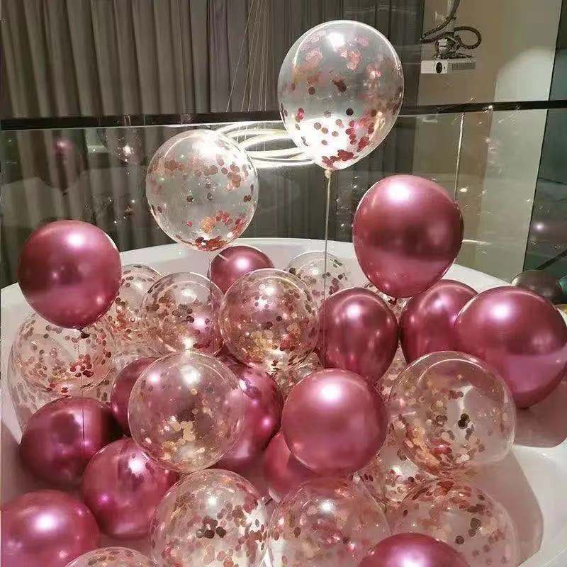 READY Balon Latex Metalik isi 50pcs Set Balon Konfeti Chrome Emas Biru Perak untuk Dekorasi