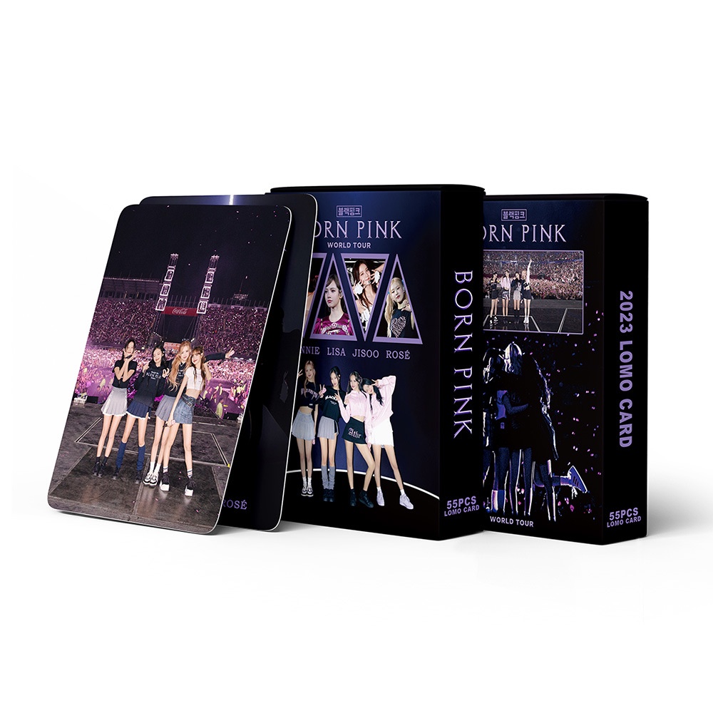 55pcs /box Hitam-Pink BORNPINK Photocards WORLD TOUR Concert Kartu Lomo LISA JENNIE ROSE JISOO Black Pink Kpop Postcards