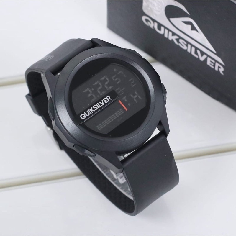 ORIGINAL COD JAM TANGAN PRIA DIGITAL QUIKSILVER DRONE STRAP RUBBER FREE BOX KANCING