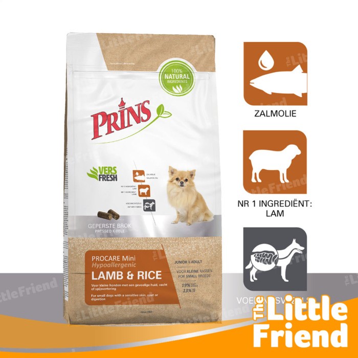 Makanan Anjing Kering Small Breeds PRINS MINI LAMB &amp; RICE HYPOALLERGEN