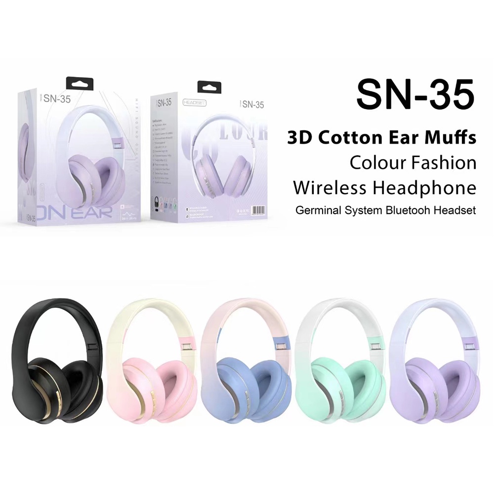 AVVIC SN-35 Wireless Headphone Bluetooth Headset Stereo Hifi Sound Music Gradient Color