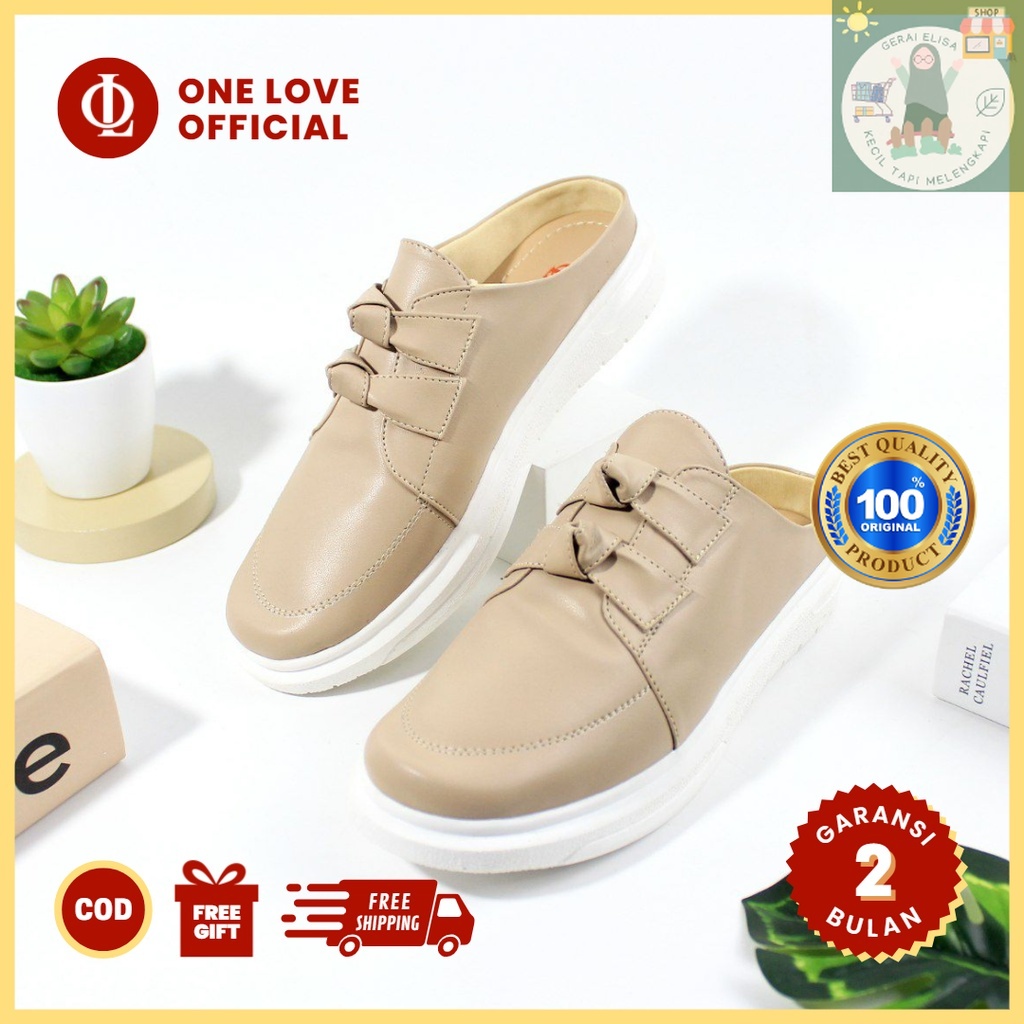 Sepatu Wanita One Love MILA Tutong Wedges Hak Tinggi 2-3 Cm Warna Putih Cream Hitam Biru Kuning Ukur