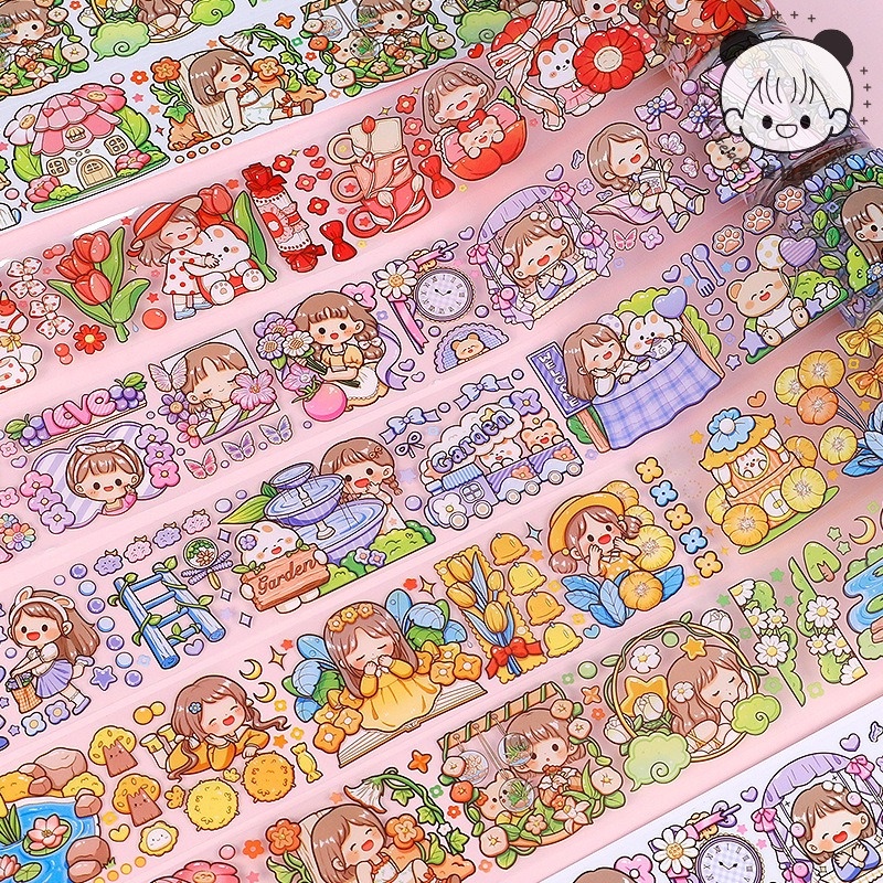 

1 Roll PET Sticker / Stiker Gulung Tahan Anti Air Motif Kartun Korea Dekorasi Scrapbook DIY Bujo Bullet Journaling Jurnal Jurnaling
