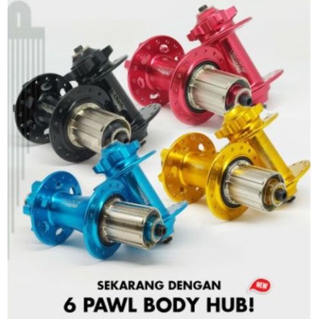Hub Freehub Sepeda 32H 6 bolts Tawon Jangkrik 6 Bearing Raze Pro