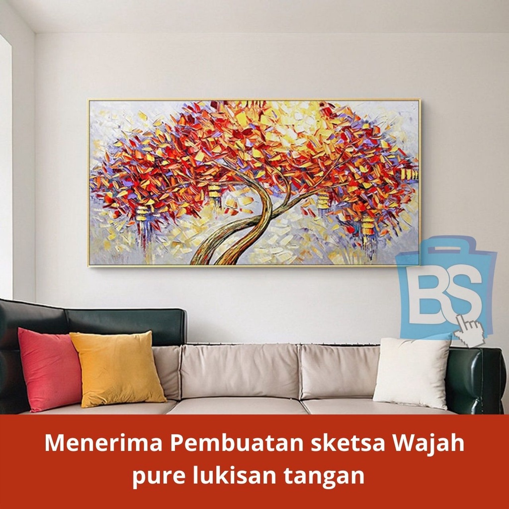 Lukisan Abstrak Bunga Pohon Jeruk Di Atas Kanvas Warna Lukisan Pohon Tekstur Lukisan Pemandangan Rua