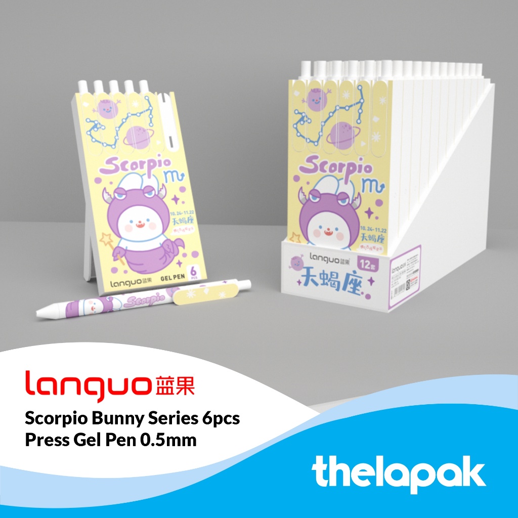 

Pulpen Gel 0.5mm Set 6pcs Languo Zodiac Bunny Scorpio Pen Tinta Hitam