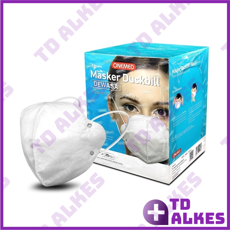 Onemed Masker Duckbill 4ply Isi 25 Dewasa Disposable Face Mask Earloop