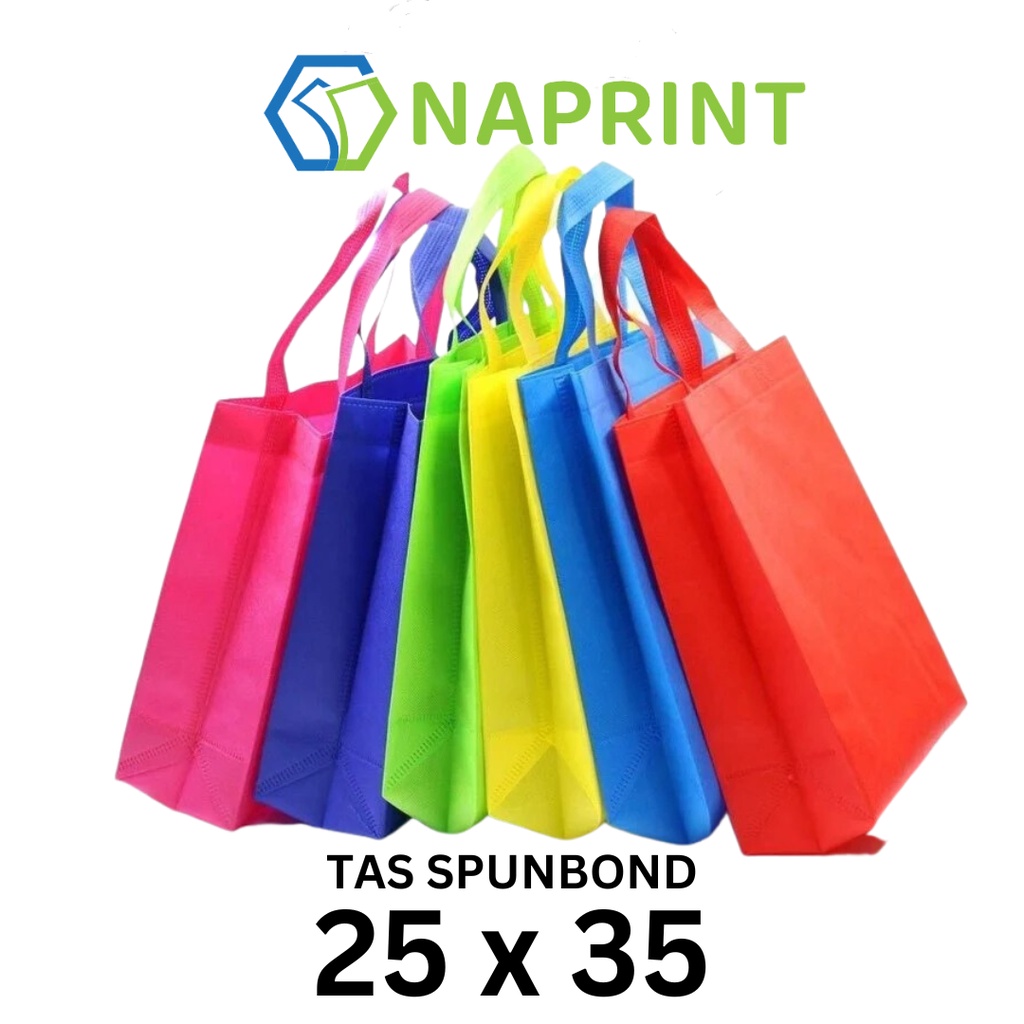 1 Lusin isi 12 Tas Kain Spunbond Goodie Bag Tali 25 x 35 cm Untuk Kantong Belanja Lipat Serbaguna, G