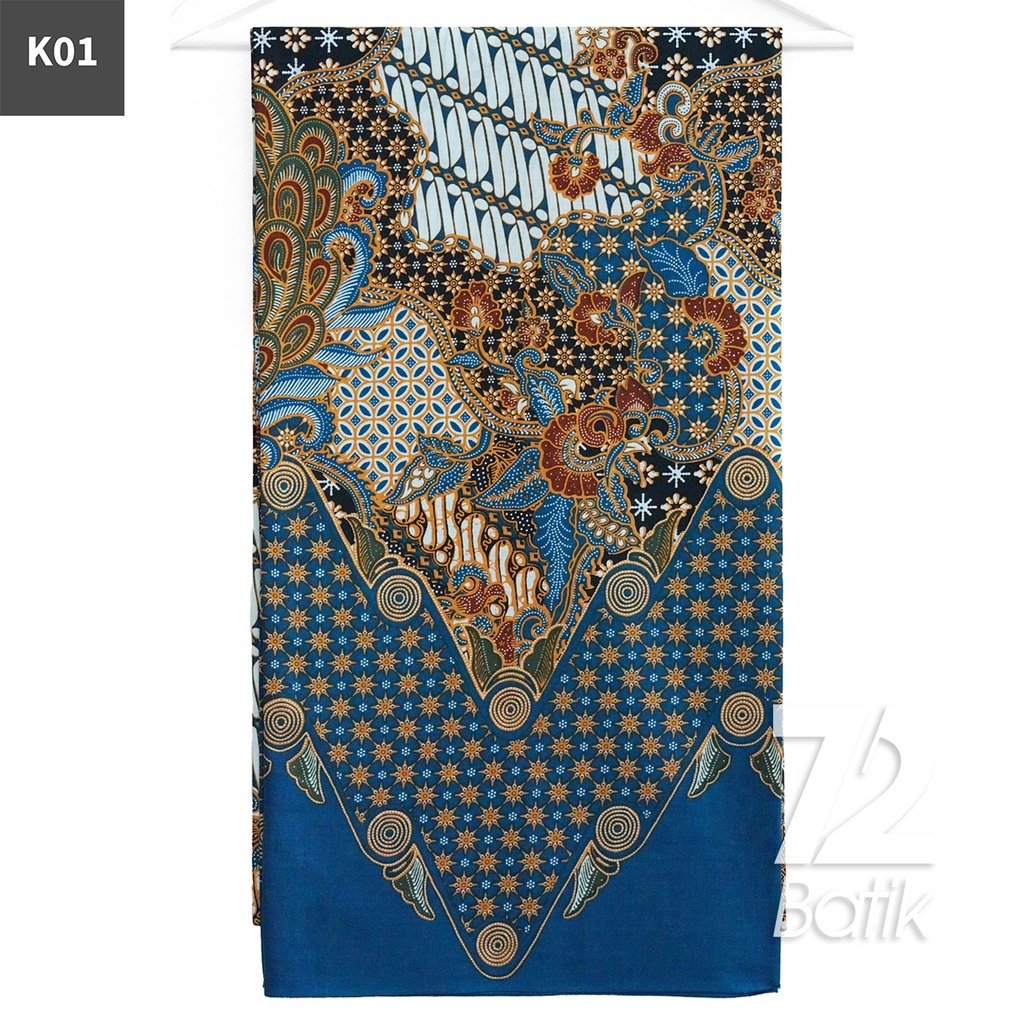 72 Batik - Kain Batik Bahan Katun Motif Sekar Jagad Roll Biru 722757