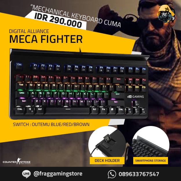 Mechanical Keyboard GAMING Digital Alliance MECA FIGHTER - Merah