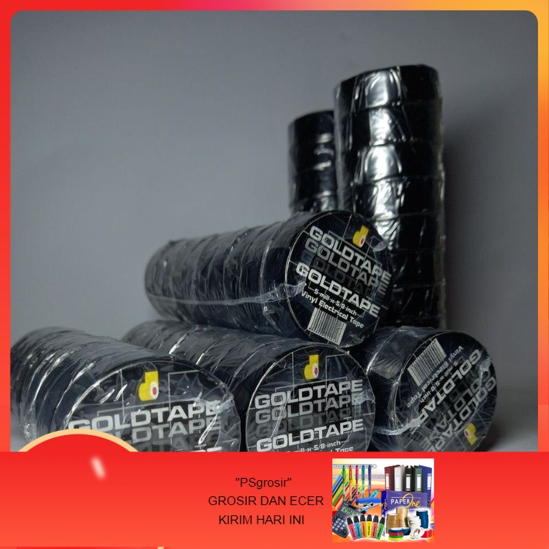 

isolasi hitam listrik goldtape kecil isi 10 pcs/solasi kabel hitam "psgrosir