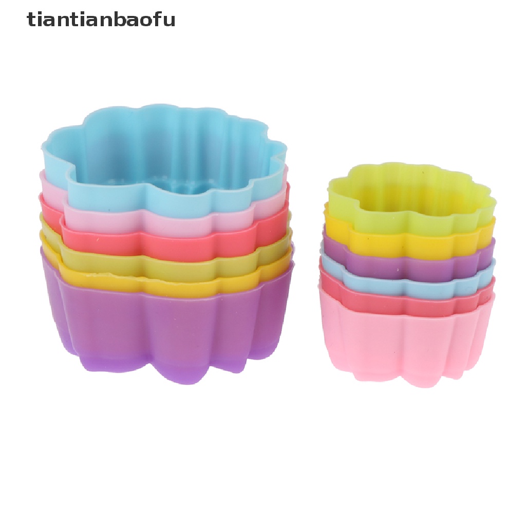 [tiantianbaofu] 5pcs 3/5cm Lotus Silicone Cetakan Kue Muffin Baking Non Reusable Molds Butik