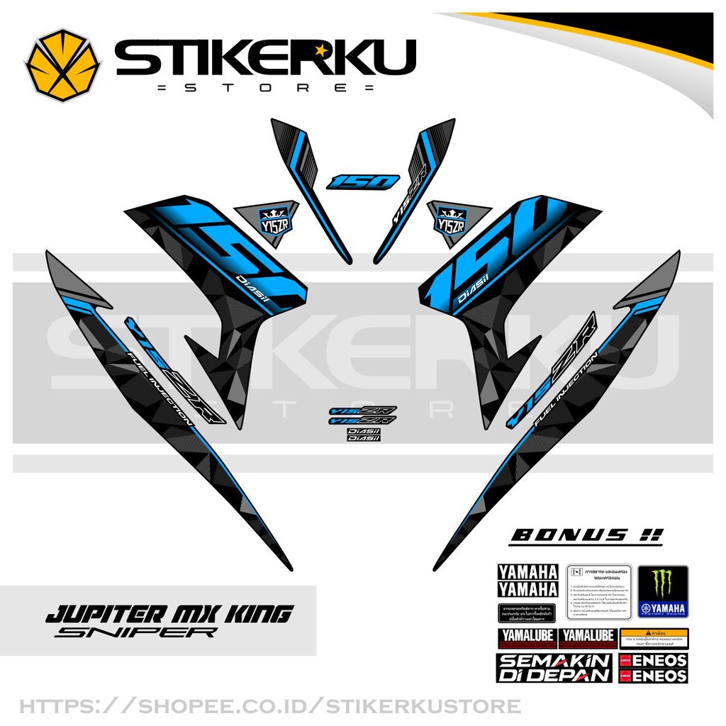 STRIPING STIKER MX KING Y15ZR EDISI 150 KING LOGO 2 DASAR HITAM STICKER MX KING