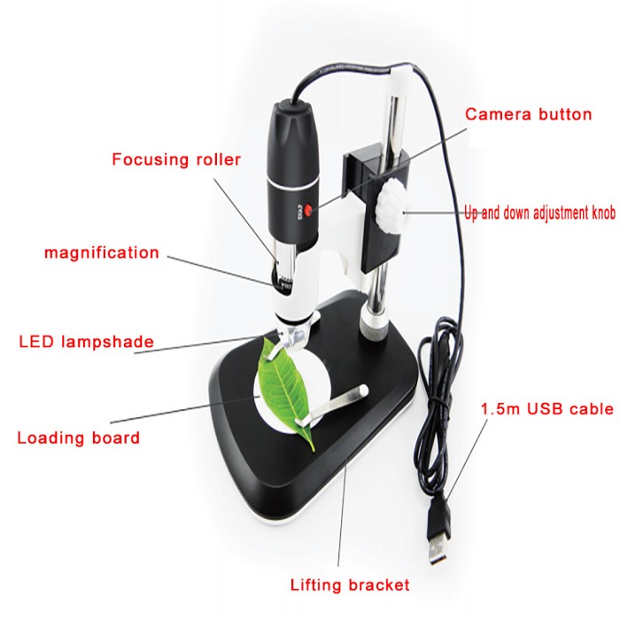 Mikroskop Kaca Pembesar Digital Microscope Endoscope 500X USB + Stand