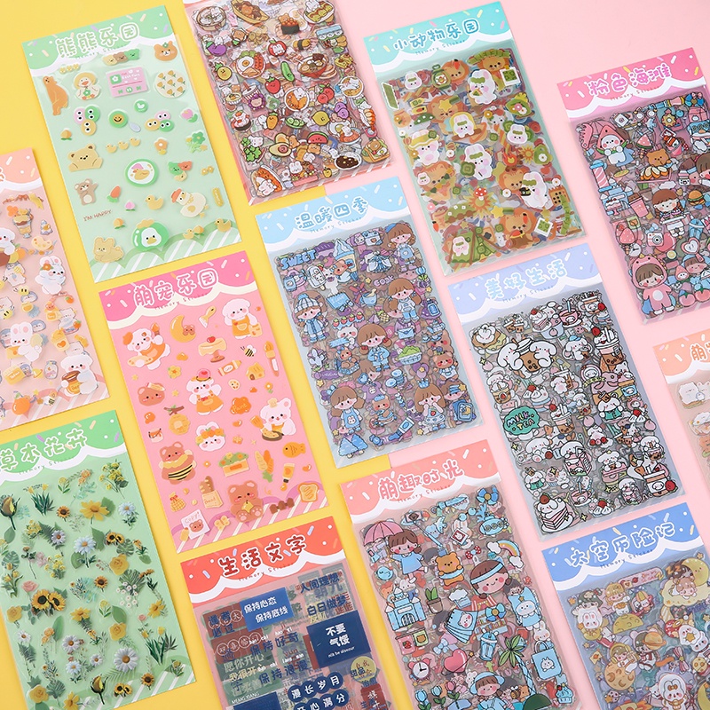 6lembar Lucu Kartun Seri Pesta Stiker Pack Siswa Scrapbook Diary Deco DIY Decals