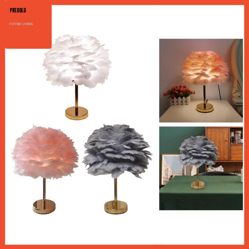 [Predolo] Feathers Table Lamp Night Light Kap Lampu Untuk Dekorasi Kamar Rumah Samping Tempat Tidur