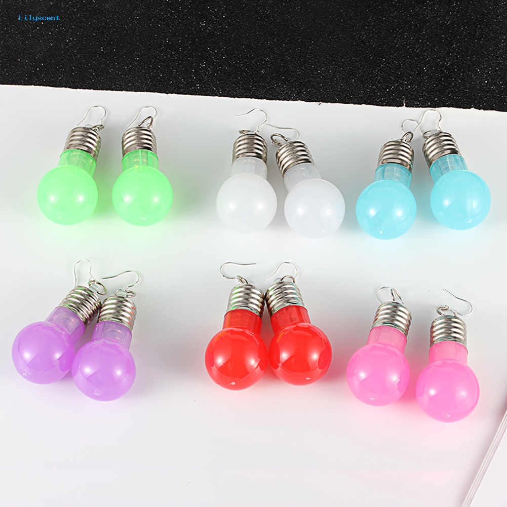 Lilyscent Perak Disepuh Bohlam LED Pencahayaan Kait Anting Pesta Pub Club Wanita Perhiasan Decor