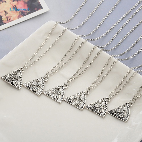 Lilyscent 6pcs Fashion Pizza Slice Liontin Kalung Kreatif Persahabatan Pasangan Kalung