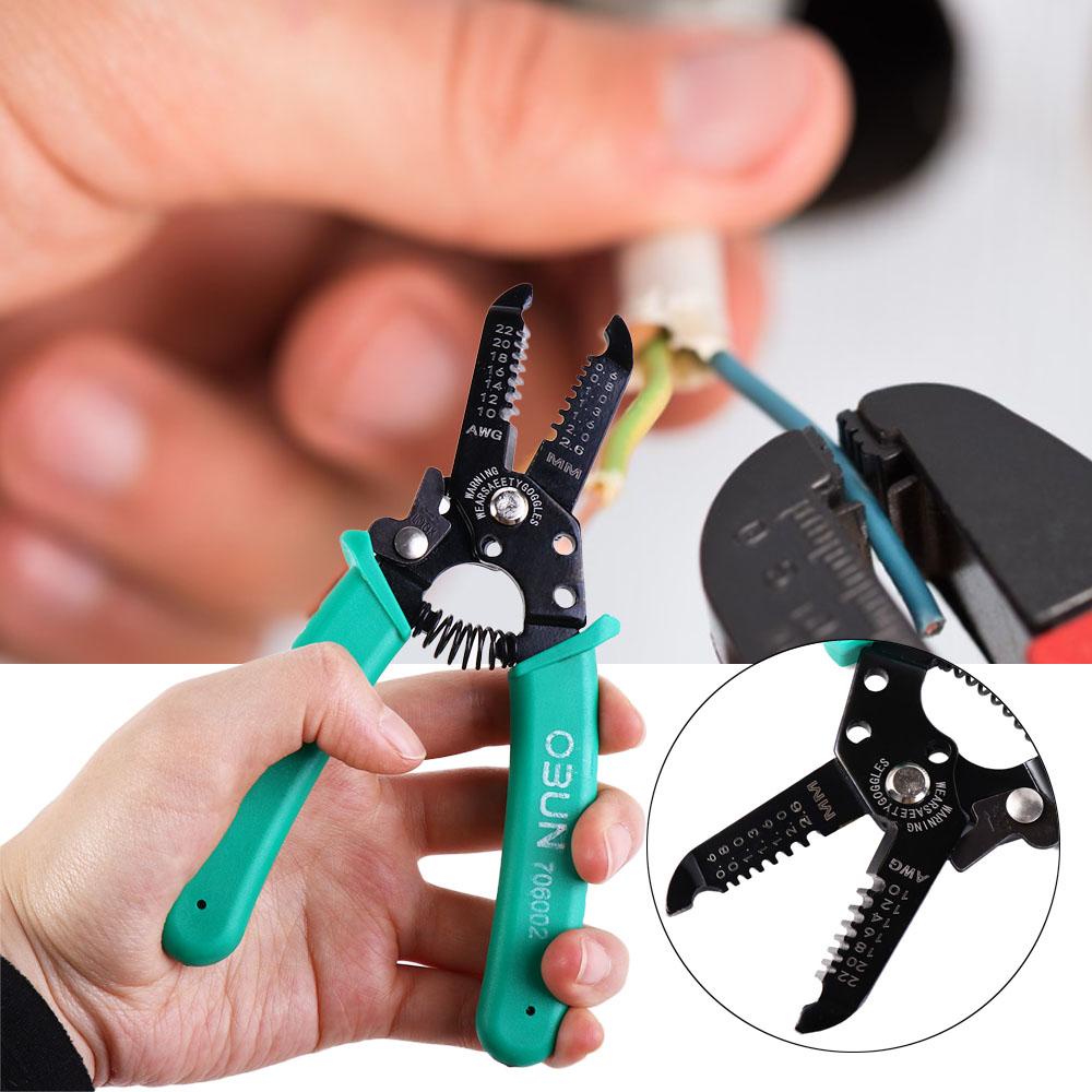 REBUY Tang Press Dingin Alat Perbaikan Mobil Pemotong Kabel Wire Cutter Tang Kupas Crimping Plier Kabel Wire Stripping Tang Potong Diagonal Plier