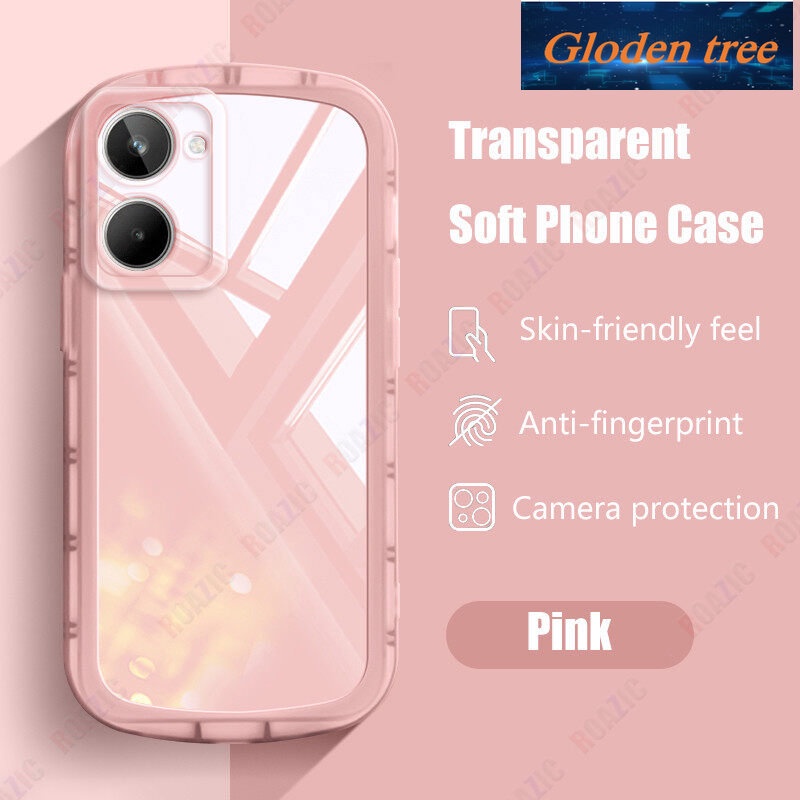 REALME Gloden tree Transparan Sederhana Ponsel Case Untuk Realme10 4G Ins Lembut Silikon Shockproof Casing Full Cover Lensa Kamera Pelindung Penutup