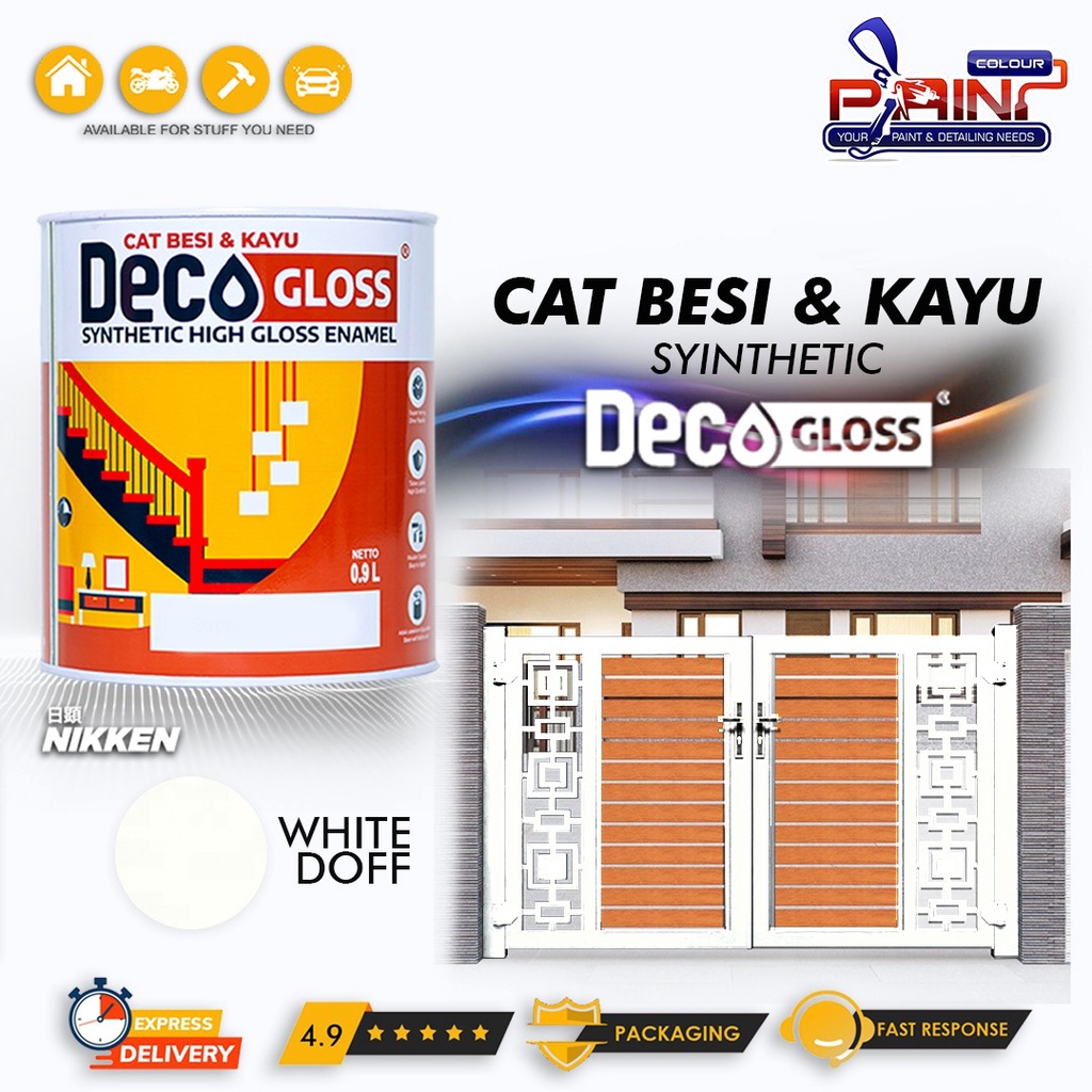 Cat Besi dan kayu DECOGLOSS Synthetic High Gloss WHITE DOFF 0.9L