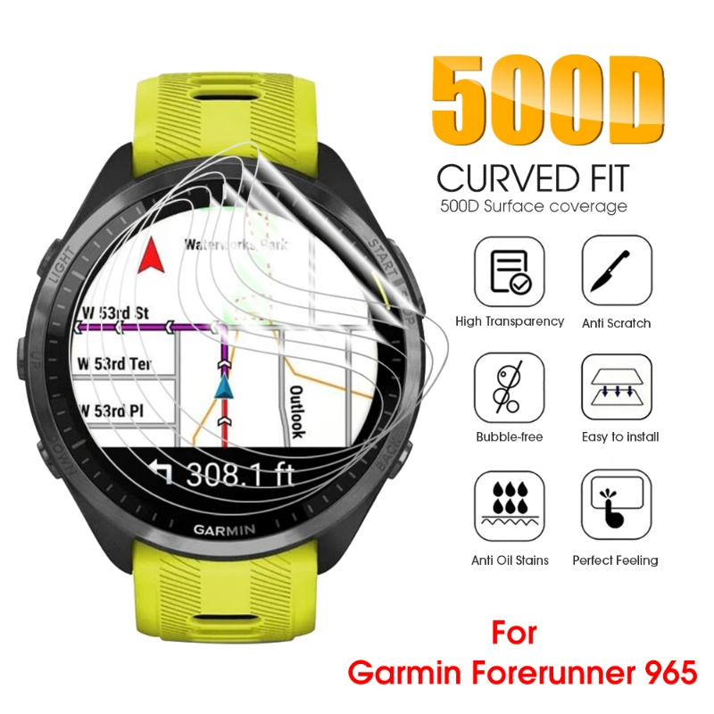 1pc HD Hydrogel Film Untuk Garmin Forerunner965/Soft TPU Gel Watch Film Pelindung Layar Penuh Anti Gores Film Anti Sidik Jari