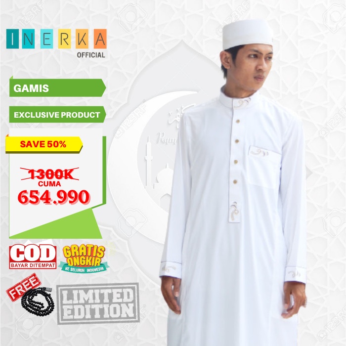 ORIGINAL Jubah Gamis Pria Remaja Dewasa An-Noor PREMIUM Muslim Putih - 50
