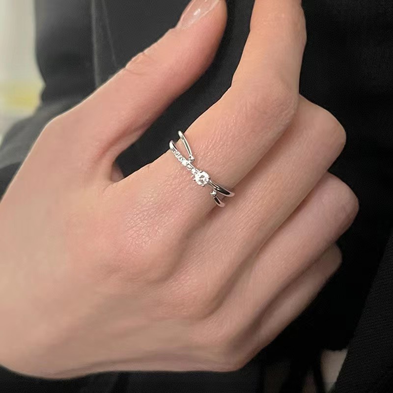 Cincin Geometris Fashion Wanita Zirkon Alloy Ring