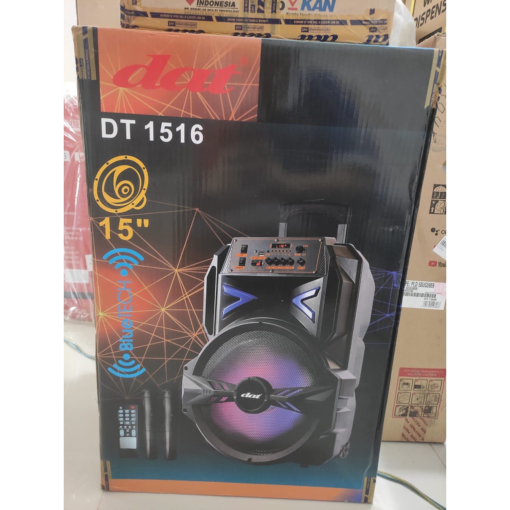Speaker Portable 15 inch DAT DT1516 Free 2 Mic Wireless