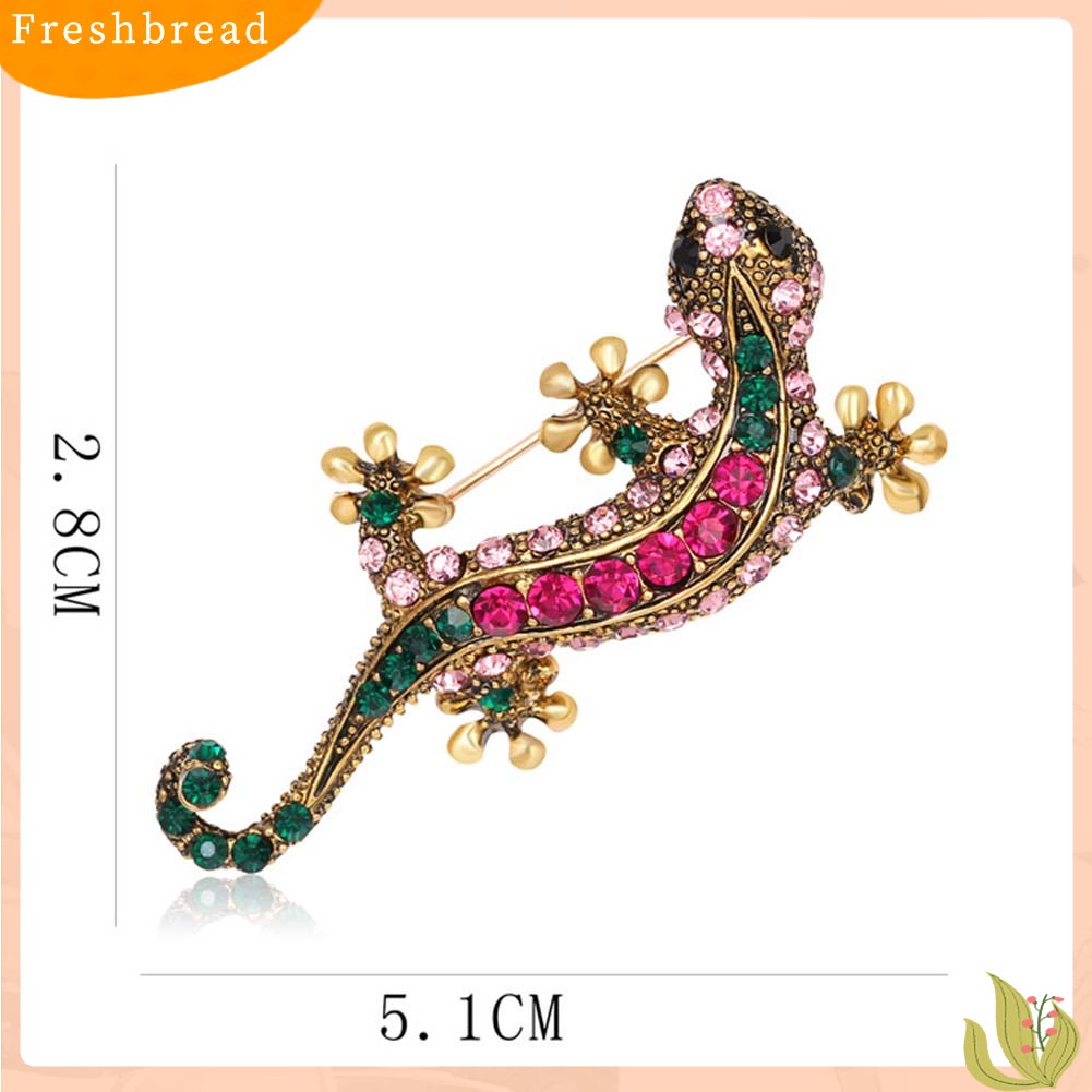 &lt; Freshbread &gt; Unisex Berlian Imitasi Cicak Tokek Hewan Rambat Bros Pin Korsase Perhiasan Hadiah